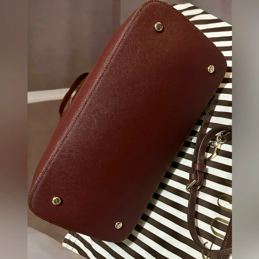 Henri Bendel NWOT Saffiano Leather Satchel & Crossbody - Burgundy + Dust Bag